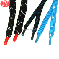Lacets plats avec pointe en métal pour chaussures de course chaussures de plein air cordon de serrage à capuche en métal en plastique
