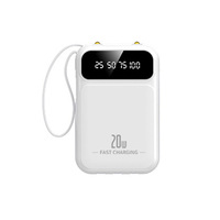 Pengisi daya portabel 20W, Bank daya kapasitas tinggi 10000mAh Logo OEM, pengisi daya 4 kabel tampilan bawaan Mini 20000mAh Bank 66W