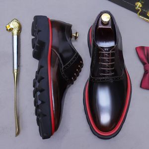 Chaussures de bureau pour hommes de haute qualité, respirantes, à lacets, pointues, légères, antidérapantes, à semelle épaisse, en cuir noir, mocassins décontractés - Product Image 2