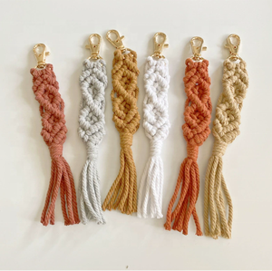<span class=keywords><strong>Porte</strong></span>-clés mousqueton en <span class=keywords><strong>macramé</strong></span> tressé fait main, en corde de coton imprimée UV, <span class=keywords><strong>simple</strong></span>, portable, rectangulaire, pour usage quotidien, en alliage DAIYU - Product Image 2