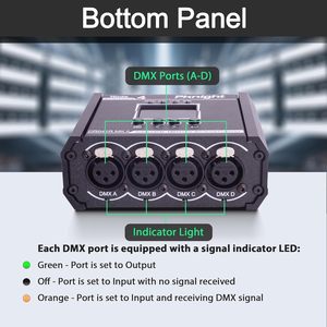 <span class=keywords><strong>Convertisseur</strong></span> DMX512 bidirectionnel 4 ports Art-Net/sACN Pknight, contrôleur <span class=keywords><strong>DMX</strong></span> compact en alliage d'aluminium, nœud PowerCON PoE USB-C pour scène - Product Image 5
