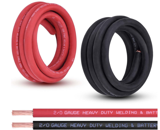 2/0 Gauge Battery Cable,/0 AWG Pure Copper Wire Welding Cable, for Automotive, Battery, Solar, Marine and Generator