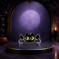 Broche en émail dur personnalisée avec logo, motif gothique aile de chauve-souris et chat noir, en alliage de zinc moulé sous pression, plaqué, badge de mode, fabricant de pin's de revers en métal