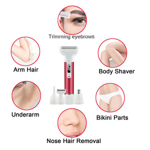 Épilateur Électronique Rotatif Rechargeable 5-en-1 pour <span class=keywords><strong>Femme</strong></span> – Kit d'Épilation Indolore Visage/Corps, Tondeuse Nez/Bikini en Métal - Product Image 4