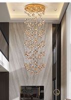 Lustre en cristal doré de luxe, design simple, pendentif en forme de fleur, lampe de plafond pour salon, hall d'hôtel, installation de projet