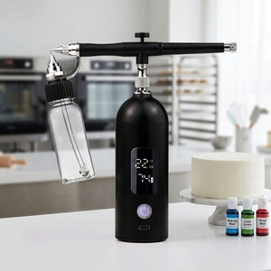 Aérographe de qualité industrielle sans nettoyage, anti-colmatage, <span class=keywords><strong>pour</strong></span> la décoration de gâteaux et l'art culinaire, avec écran LED et 6 tailles de buses - Product Image 1
