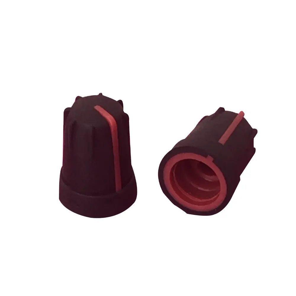 TPE und PP material höhe 19,8mm durchmesser 14,4mm außen schwarz innen rot potentiometer knob abdeckung blume welle kunststoff knopf