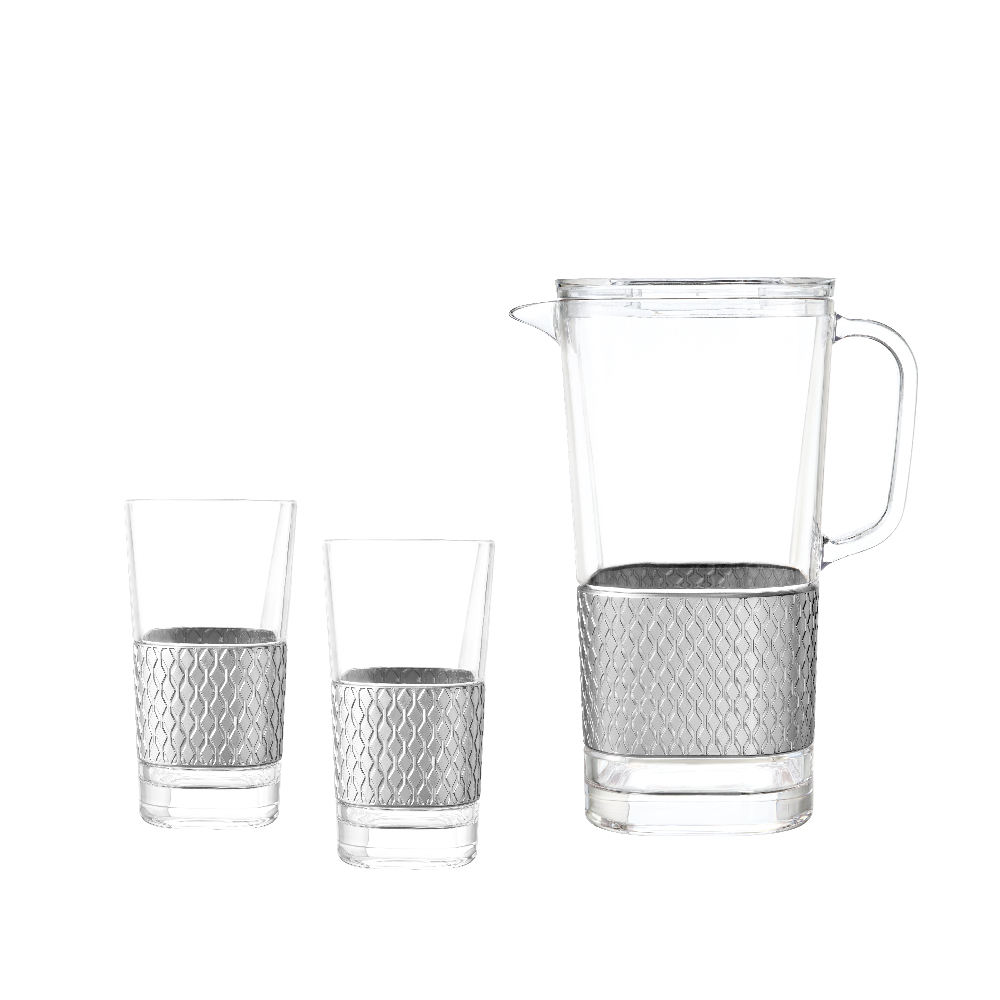 ใสพร้อมพื้นผิวสีเงิน