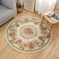 Alfombra Circular de Terciopelo Cristal, Alfombra de Gran Tamaño para Sala de Estar, Patrón Geométrico Vintage, Resistente al Desgaste, para Sofá