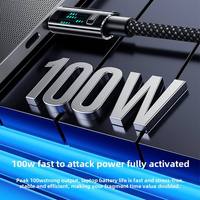 Câble USB Type-C vers C avec affichage numérique LED, charge rapide PD 240W, tressé en nylon, cuivre pur pour mobile et ordinateur portable