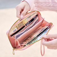 Nouveau Portefeuille Horizontal Portable en PU à Dégradé de Couleurs, Sac à Main Tendance pour Femme avec Étiquette Papillon Décorative