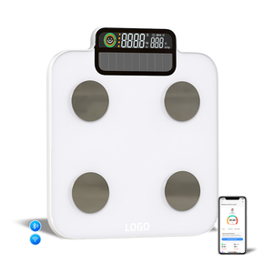 Báscula digital con conexión de teléfono inteligente única, báscula de pesaje de vidrio con Bluetooth, báscula de grasa corporal con energía Solar con fondo de plástico completo - Product Image 1
