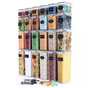 Juego de 24 piezas de plástico hermético sin Bpa, organizador de cocina apilable, paquete de 42 cereales, contenedor de caja de almacenamiento de alimentos secos - Product Image 1