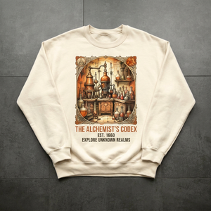 เสื้อสเวตเชิ้ตแขนยาวผู้ชาย The Alchemist's Codex ผ้าคอตตอนเจอร์ซีย์ 100% คอกลม ลายพิมพ์ลำลอง ทรงปกติ - Product Image 1