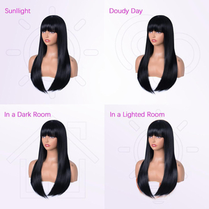 Diadema de peluca de seda sintética resistente al calor con flequillo suave y largo, cómoda y elástica, para salón de belleza, venta al por mayor - Product Image 5