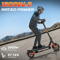 Взрослый электрический двухколесный самокат 1200W*2 с двумя моторами, аккумулятор 48V 24Ah, запас хода 46-65 км, складной, водонепроницаемый, с управлением через приложение