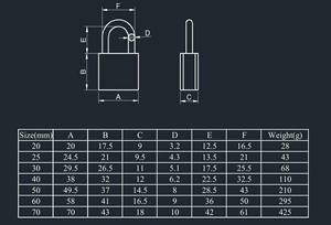 Candado de Latón de Tipo Mediano de 20-70 mm, Alta Seguridad, Buena Calidad, Muestra Gratuita, Candado de Latón Económico - Product Image 2