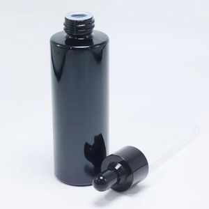 Flat Shoulder 20ml 30ml 40ml 60ml Black Essential Oil <b>Bottle</b> Cosmetic Serum <b>Dropper</b> Glass <b>Bottle</b> with Bamboo <b>Dropper</b> - Product Image 4