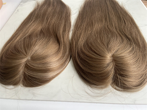 Cabello humano crudo de la mejor calidad, <span class=keywords><strong>Color</strong></span> Balayage marrón, parte superior de red de seda, extremo grueso <span class=keywords><strong>para</strong></span> sistema de integración - Product Image 4