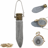 Petite bourse à monnaie pour femme, accessoire de costume médiéval, sac en maille de chaîne vintage, fermoir doré, pochette à monnaie légère en métal maillé