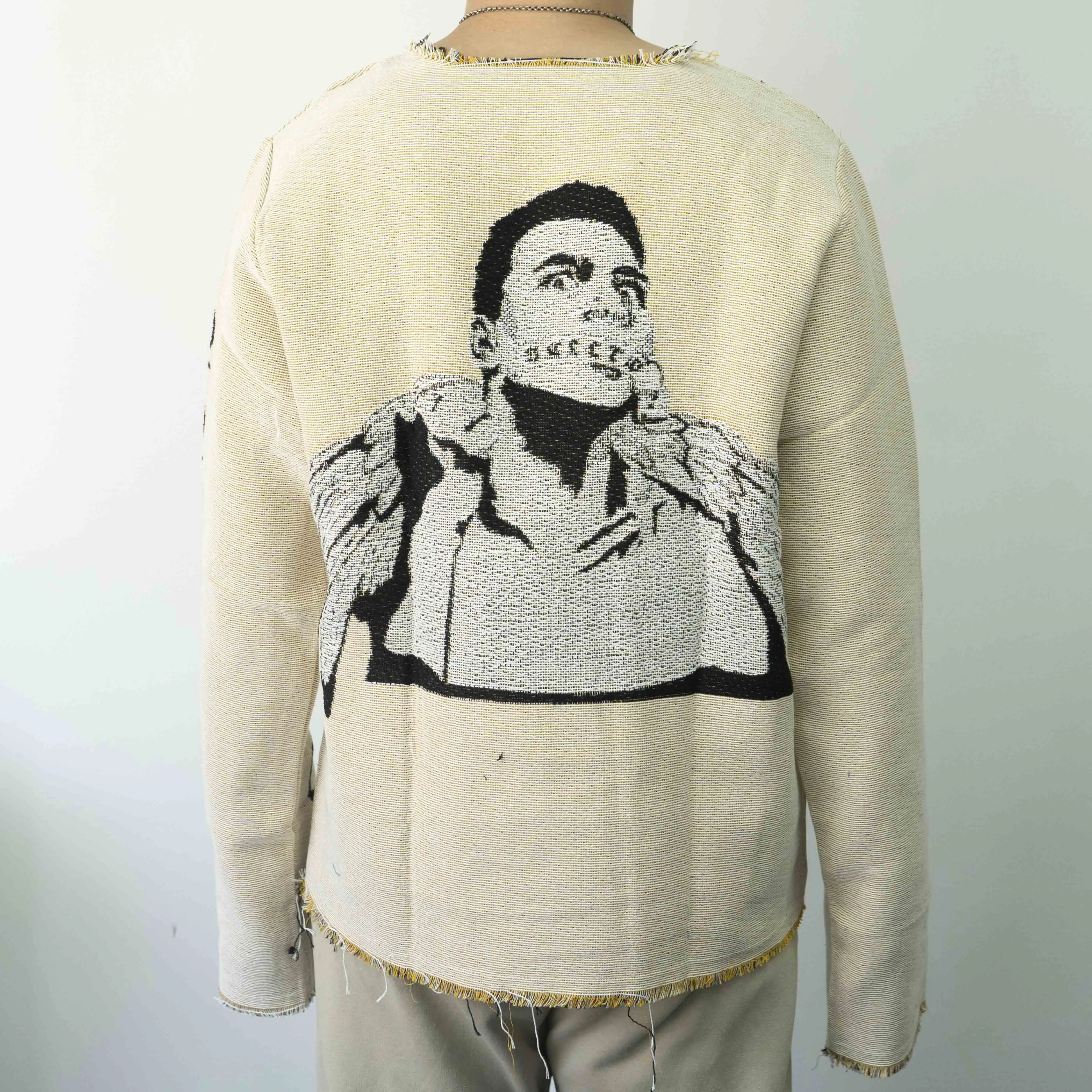 男性用カスタム高品質ファッションタペストリーブランケットジャカード織りタペストリーニットセーター
