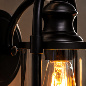 Industrial Farmhouse Exterior Wall Lamp Cylinder Glass Lantern Wall <b>Sconce</b> For Courtyard Entryway Facade <b>Lighting</b> - Product Image 2