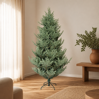 Sapin de Noël artificiel en épicéa bleu nordique de 7 pieds, réaliste, vert sauge, en PE et PVC, avec support métallique pour la décoration de la maison