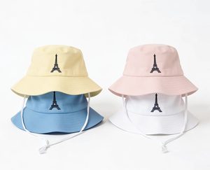 Chapeau Bob Brodé Tour Eiffel Multicolore avec Sangle de Menton Réglable, Protection Anti-UV, Chapeau de Soleil Décontracté pour Activités de Plein Air, Style Pêcheur - Product Image 6