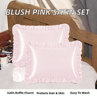 Taies d'oreiller en satin soyeux à volants, douces pour les cheveux et la peau, rose poudré, fermeture enveloppe standard, nouveau design
