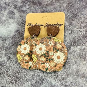 Manufacture Wooden Crafts <b>Sweet</b> <b>Flower</b> Series Vacation Bohemian Wooden Earrings Cross-Border Christmas Eco-Friendly - Product Image 2