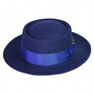 Hot Sale Eco-Friendly Rubber Material Silk Screen Printed Pork Pie <b>Top</b> Hats Fashion British Men Women Casual Jazz Fedora <b>Feather</b> - Product Image 1