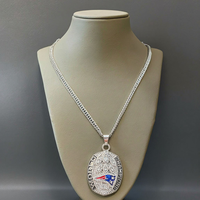 Collier pendentif en cristal plaqué or style hip-hop des Patriots de la Nouvelle-Angleterre, 6 ensembles d'accessoires de mode unisexes