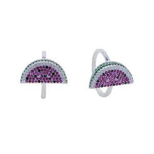 High Quality <strong>Summer</strong> Hot Design Women Jewelry Mix Color Red Green White Cz Delicious Fruit Watermelon Rings - Product Image 3