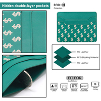 Dompet Kartu Nama Bisnis Kulit PU Desain Pola Logo Sendiri Premium Anti RFID Minimalis untuk Pria Wanita