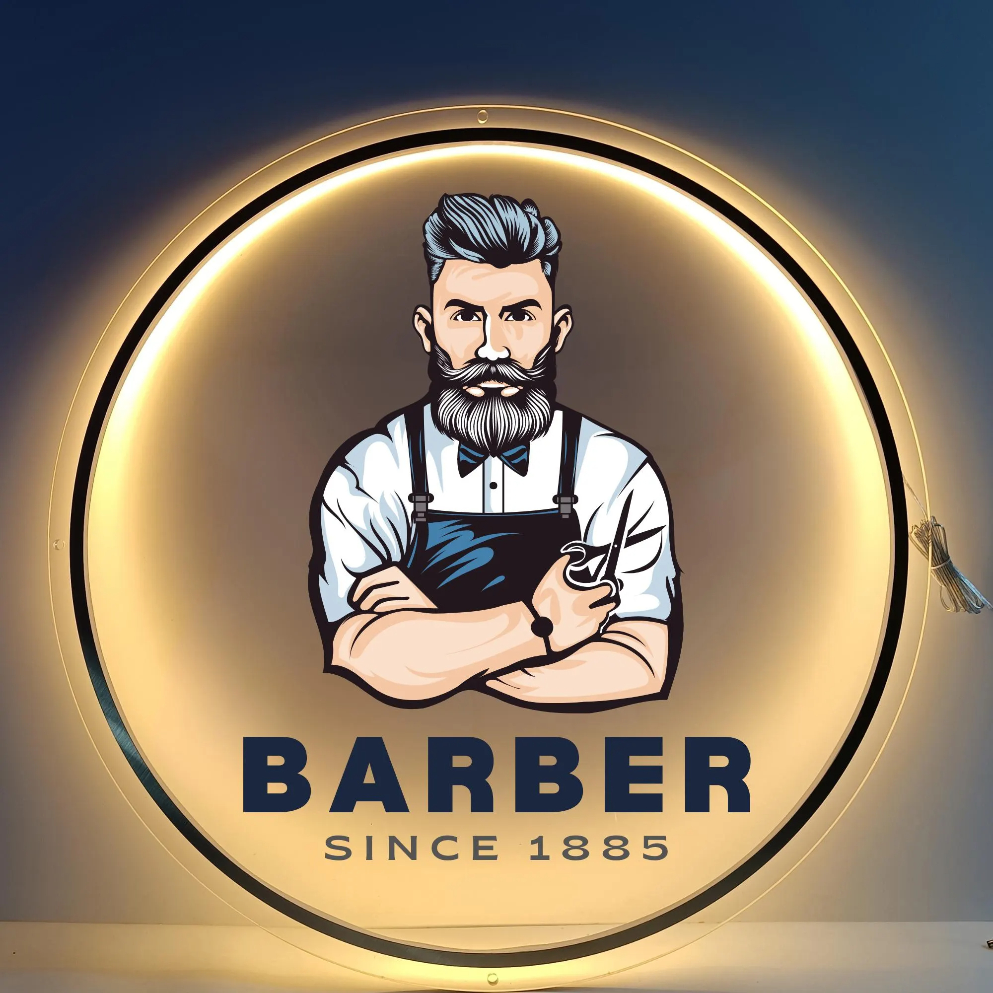 Personalized Barber Shop Aluminum Sign: Custom Name Plate With Scissors or Razor