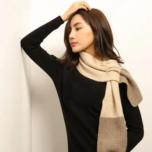 Écharpe longue chic en cachemire, 2 options de couleurs dégradées (café et beige), texture côtelée, respirante et durable, pour homme et femme - Product Image 3