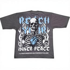 Camiseta de Hombre de Estilo Urbano con Estampado Sólido Extra Grande, Cuello Redondo y Mangas Cortas, Talla Grande - Product Image 1