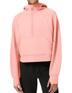 Veste <span class=keywords><strong>polaire</strong></span> 420 GSM coupe-vent d'hiver, nouvelle collection, demi-zip, poche avant, <span class=keywords><strong>capuche</strong></span>, vêtements de yoga d'extérieur, vestes pour femmes, vente en gros - Product Image 1