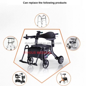Health Care Lightweight Folding <b>4</b>-<b>Wheel</b> Electric Rollator Wheelchair Elderly Outdoor <b>Trolley</b> Electric Scooter Walker - Product Image 2