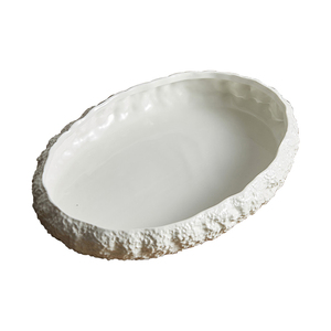 Nueva creatividad, plato de cena de cerámica blanca ovalada, <span class=keywords><strong>platos</strong></span> fríos con borde de <span class=keywords><strong>roca</strong></span>, <span class=keywords><strong>platos</strong></span> para servir ensaladas profundas, <span class=keywords><strong>platos</strong></span> de pescado para restaurante - Product Image 2