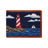 Dompet Golf Kulit Asli Needlepoint dengan Pola Bordir Kustom, Tempat Kartu, Dompet Kulit Full Grain untuk Pria, Aksesoris Golf