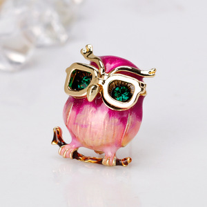 Broche de búho de 18K para mujer, broche de <span class=keywords><strong>Animal</strong></span> con diamantes de imitación de cristal austriaco esmaltado para mujer, broches de diseños de lujo - Product Image 5