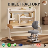 Ensemble table et chaise ergonomiques réglables à manivelle XC100-SSHY pour chambre d'enfant et bureau à domicile avec étagère