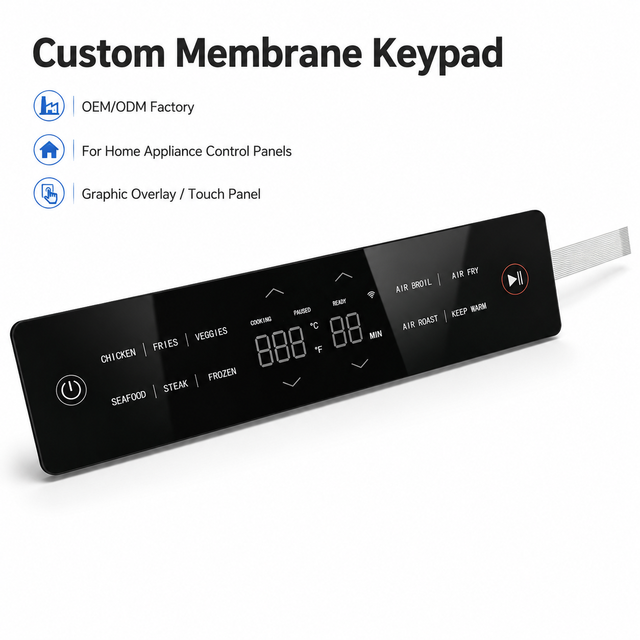 Factory Custom Membrane Keypad for Home Appliance Control Panel Waterproof Graphic Overlay Switch OEM Manufacturer