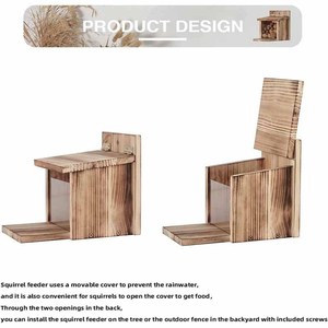 Comedero de Madera para Ardillas, Comedero para Pájaros de Jardín, Madera Natural Beige, Ecológico, Adorno Artesanal para Escritorio - Product Image 5