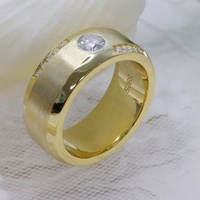 PST Iced Out 925 Sterling Silver Men Ring VVS1 DE Color 0.5CT Round Brilliant Cut Moissanite Finger Rings