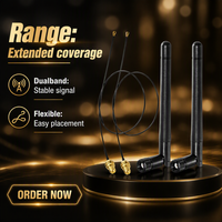 Kit d'antenne WiFi personnalisé 2,4 GHz 5,8 GHz 3 dBi avec connecteur mâle RP-SMA et câble d'extension UFL