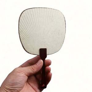 Mini-ventilateur à main en papier blanc, à personnaliser pour la calligraphie et la peinture, avec manche en bambou, à faire soi-même - Product Image 1