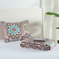 Parures de lit BORYARD, style bohème, mandala, marron, beige, bleu, couvre-lit 3 pièces, ensemble de literie en microfibre, vente en gros, taille Queen et King