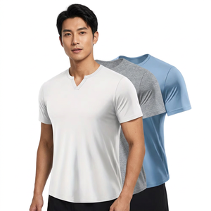 เสื้อยืดคอกว้างแขนสั้นผู้ชาย สีพื้น ทรงปกติ สวมใส่สบาย ผ้าฝ้ายถัก 100% ระบายอากาศดี สีขาว เทา น้ำเงิน ผลิตในบังกลาเทศ - Product Image 4
